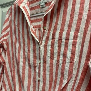 J. Crew Pinstripe Tie-Front Blouse